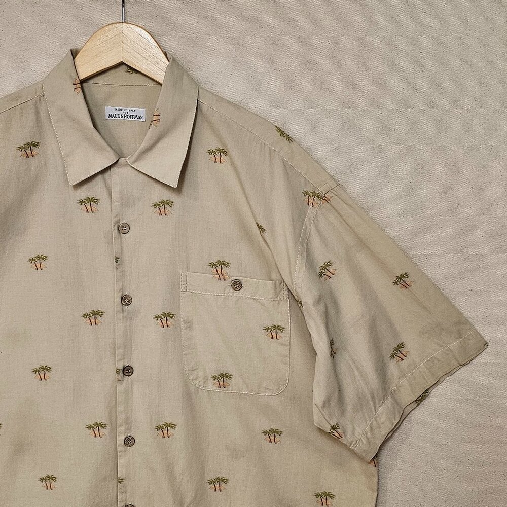 Maus & Hoffman Palm Tree Print Short Sleeve Camp Shirt L